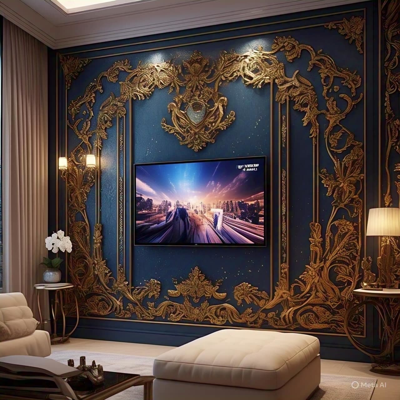 Room interior featuring custom wallpaper design and installation by G&3J Designs